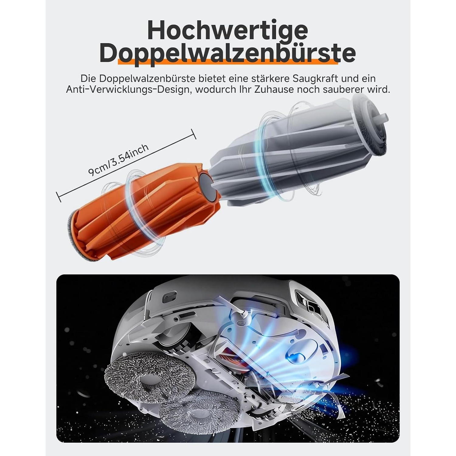 Plutoos Hauptbürste für DJI Romo A, Romo P & Romo S – Teppich & Hartboden, 1 Paar (2 Stück)