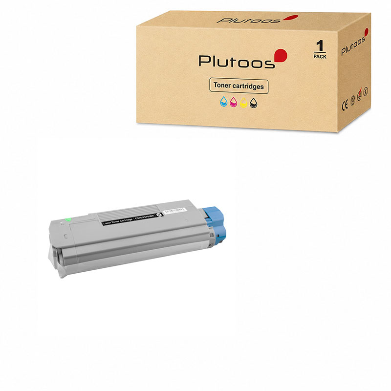 Plutoos C5650 Oki C5750 Toner Nero con chip – Compatibile con Oki C5650 Oki C5750, Oki 43865708, 8000 pagine
