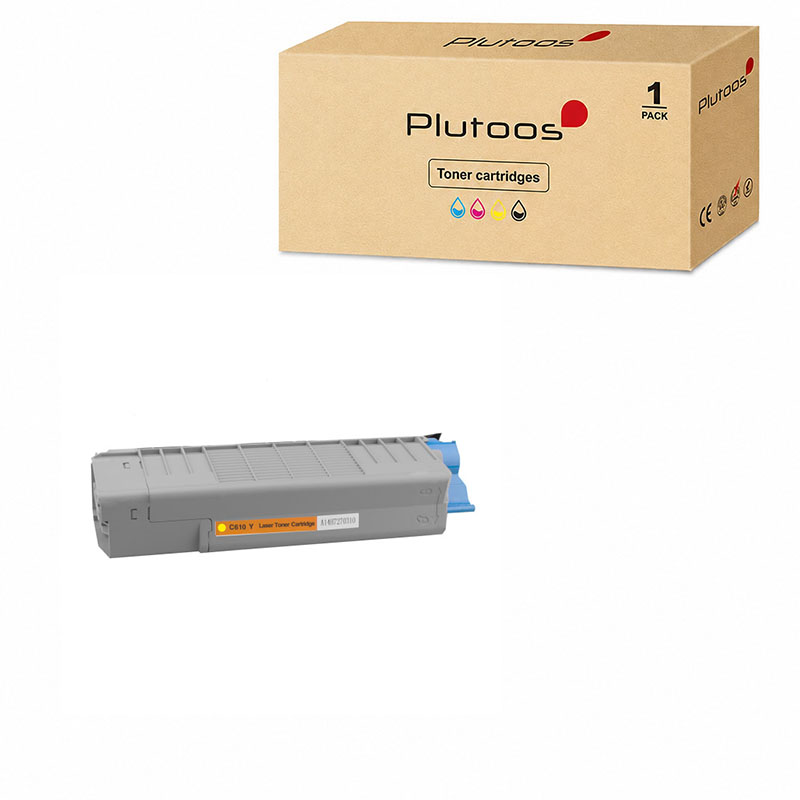 Plutoos C610 Toner Jaune avec puce – Compatible avec Oki C610, Oki 44315305, 6000 pages