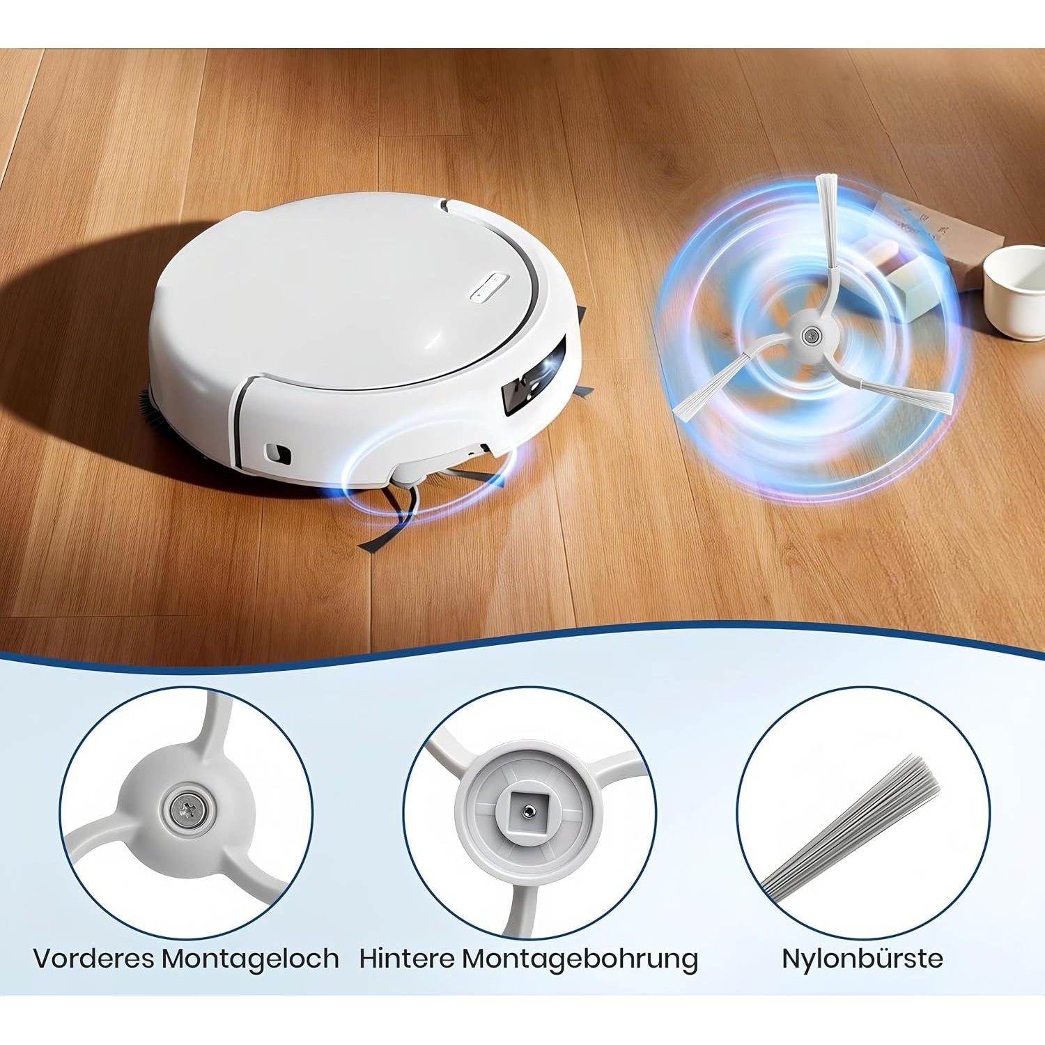 Plutoos Seitenbürsten für DJI Romo A, Romo P & Romo S – Ecken & Kanten, 1 Paar (2 Stück)