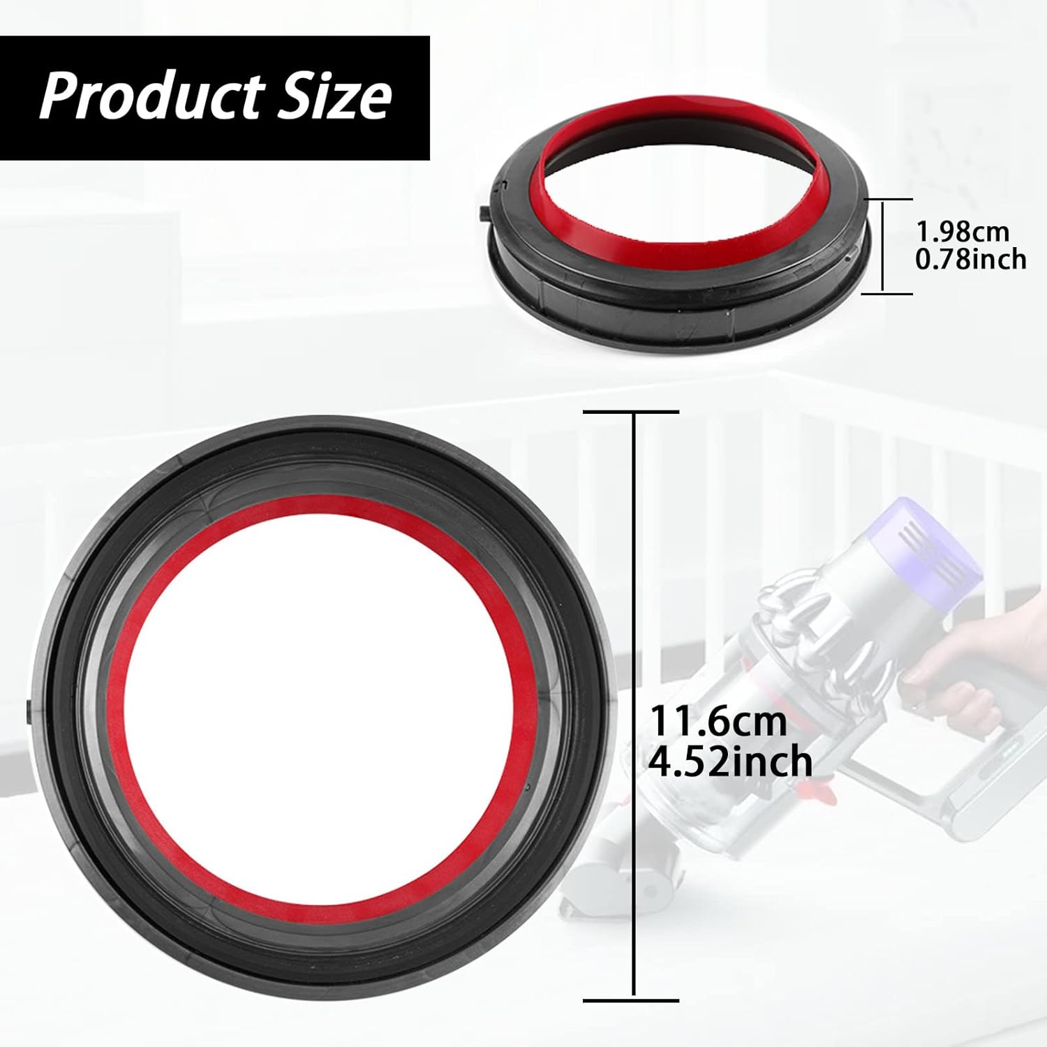Plutoos Oberer Dichtungsring für Dyson V10 SV12 SV13 SV27 Staubbehälter – Gummi, Originalgrösse