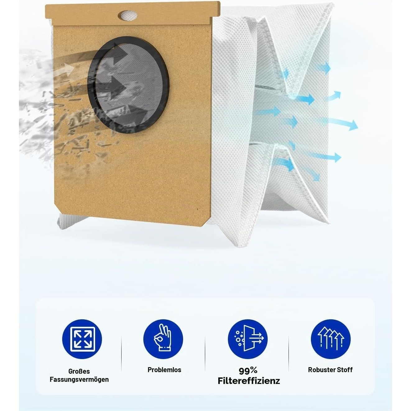 Plutoos Staubbeutel für Eufy L60 Hybrid SES, L60 Hybrid, L60 SES, L50 SES & G50 Hybrid – Absaugstation, 4 Stück