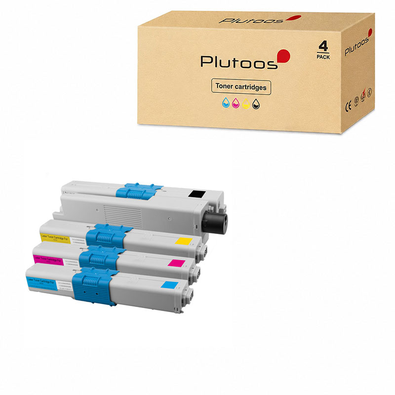Plutoos C310 Multipack – Kompatibel mit Oki C310 Oki 44469803 44469706 44469705 44469704 4er-Set BK+C+M+Y 9500 Seiten gesamt