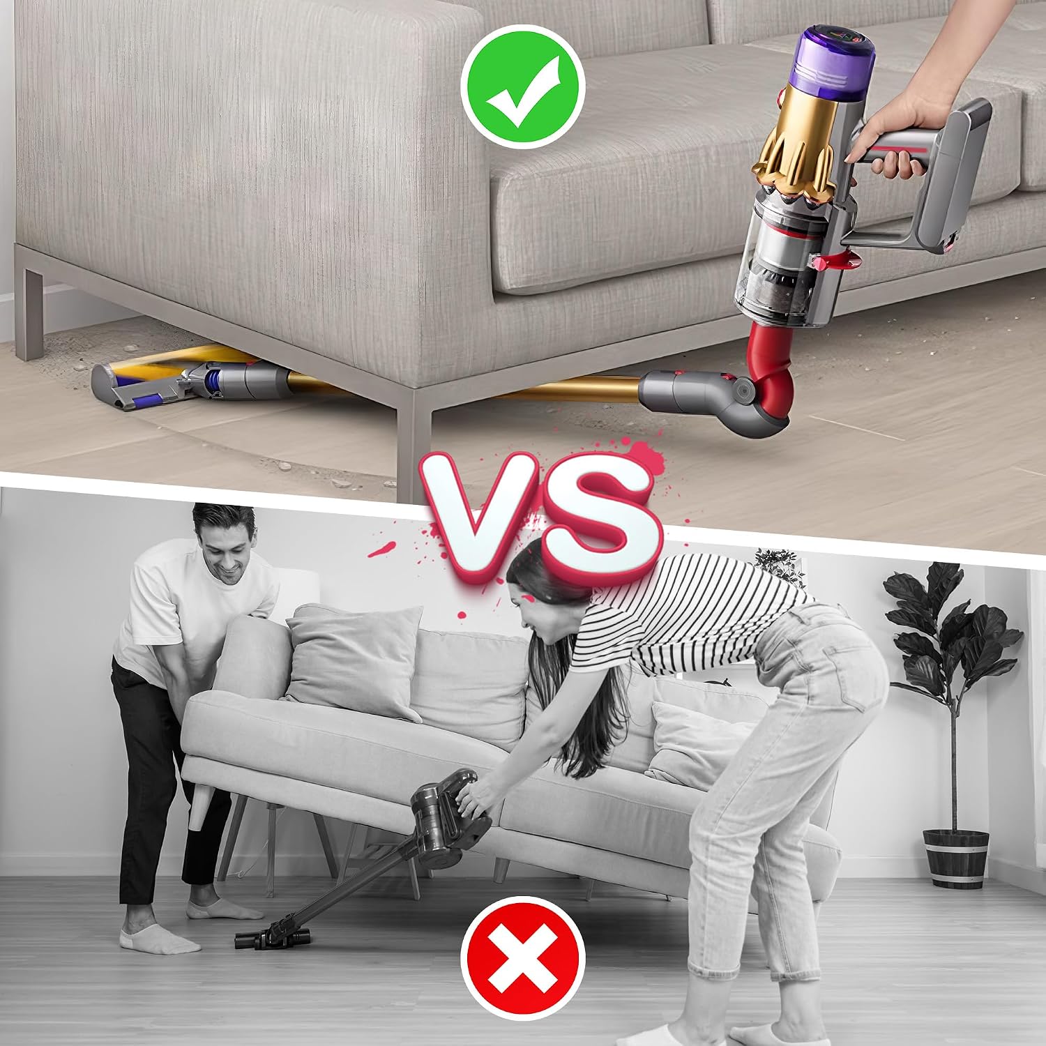 Plutoos Flex-Adapter für Dyson V7 V8 V10 V11 V15 – 180°-Knickgelenk, inkl. Reinigungsbürste, ersetzt 967762-01