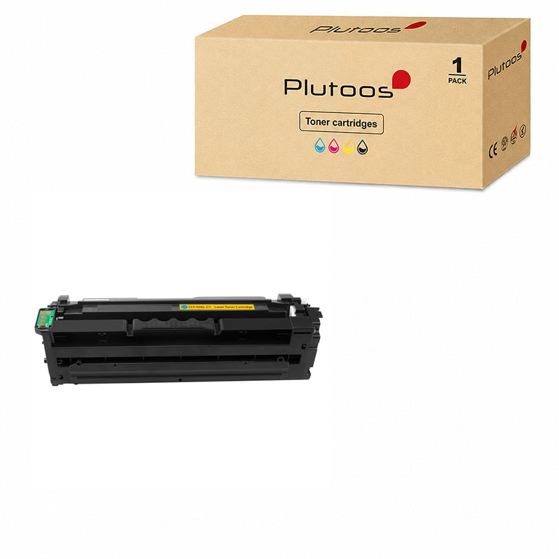 Plutoos CLT-506 Toner Cyan avec puce – Compatible avec Samsung CLT-506, Samsung CLT-506L, 3500 pages