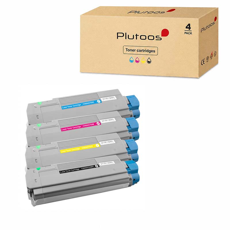 Plutoos C5600 Multipack – Compatible avec Oki C5600 Oki 43324408 43381907 43381906 43381905 pack de 4 BK+C+M+Y 12000 pages total