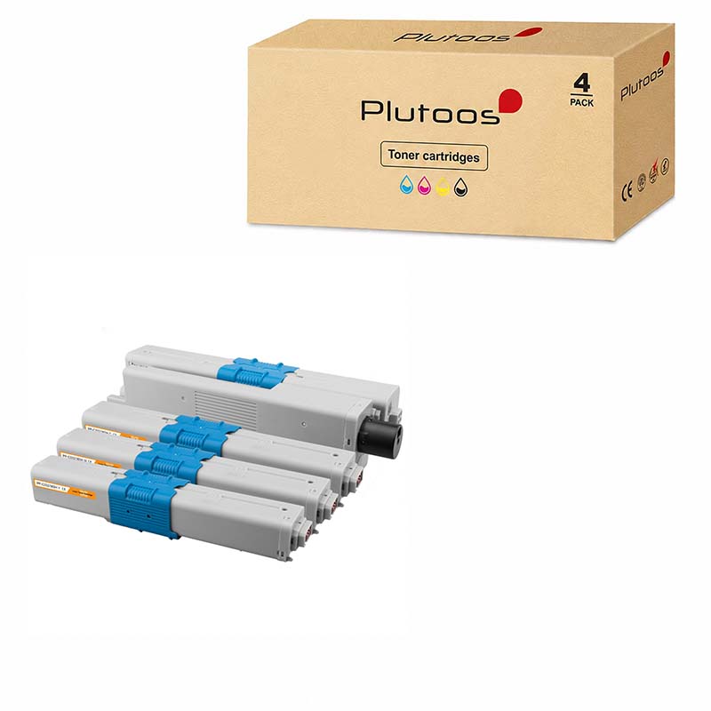 Plutoos C332 Multipack – Kompatibel mit Oki C332 Oki 46508712 46508711 46508710 46508709 4er-Set BK+C+M+Y 12500 Seiten gesamt