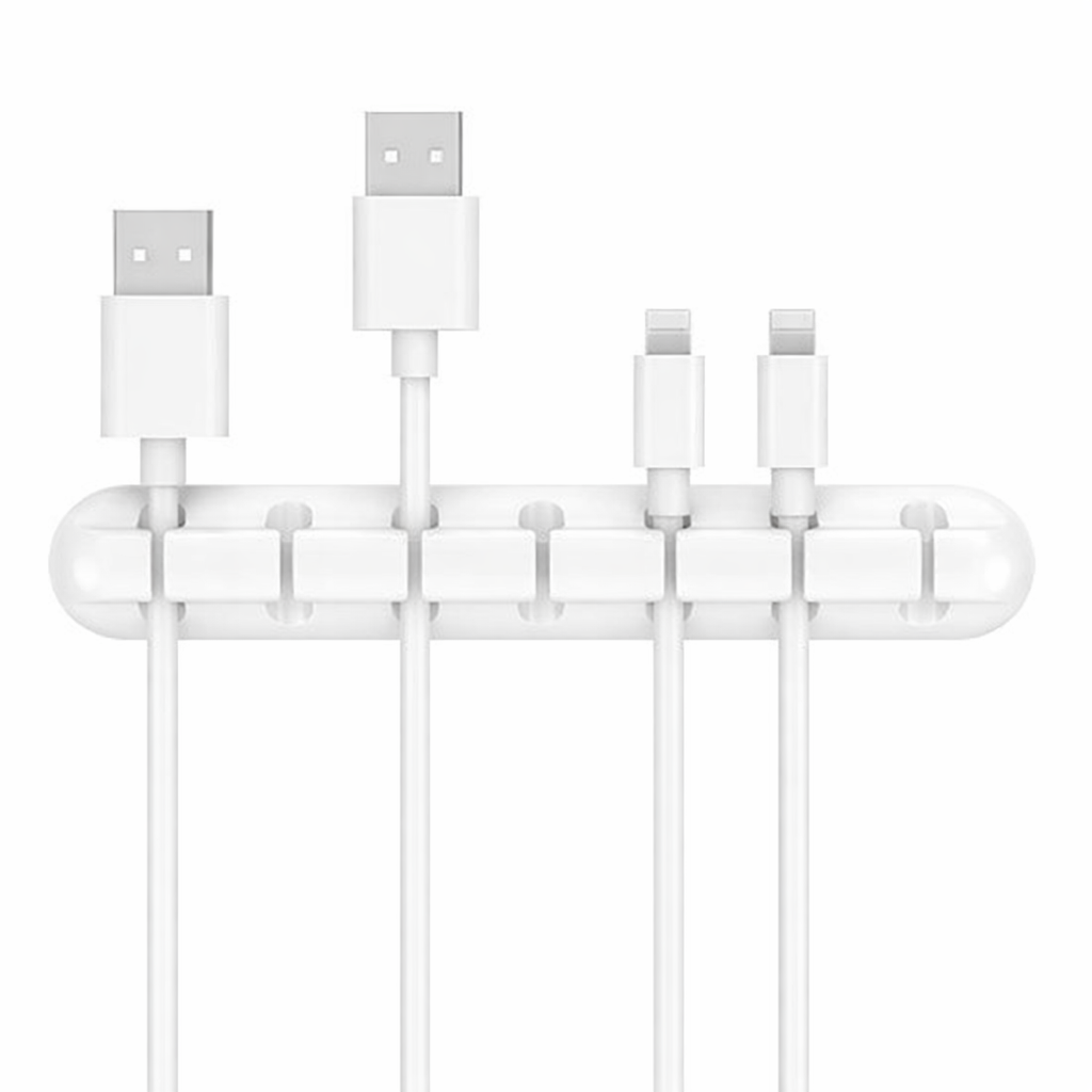 Plutoos Kabelorganisator – 7-fach Kabelhalter fuer Schreibtisch & Auto, Weiss