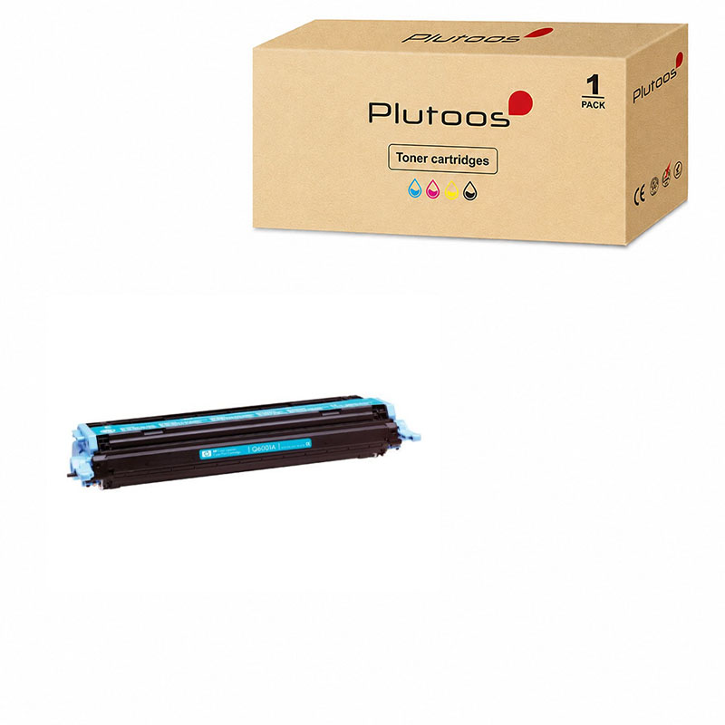 Plutoos 124A Q6001A Toner Cyan with Chip – Compatible with HP 2600n 2605dn 1600 CM1015, ca. 2’000 pages