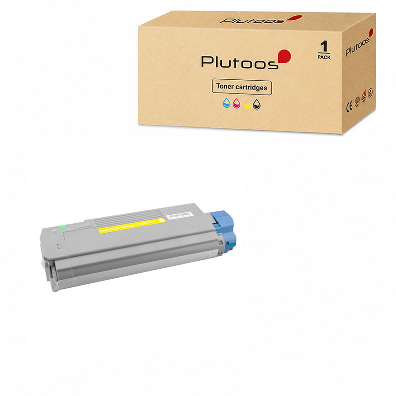 Plutoos C5650 Oki C5750 Toner Giallo con chip – Compatibile con Oki C5650 Oki C5750, Oki 43872305, 2000 pagine