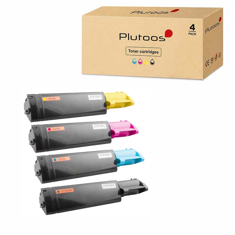 Plutoos C1100 Multipack – Compatibile con Epson C1100 Epson C13S050190 C13S050189 C13S050188 C13S050187 set da 4 BK+C+M+Y 24000 pagine totale