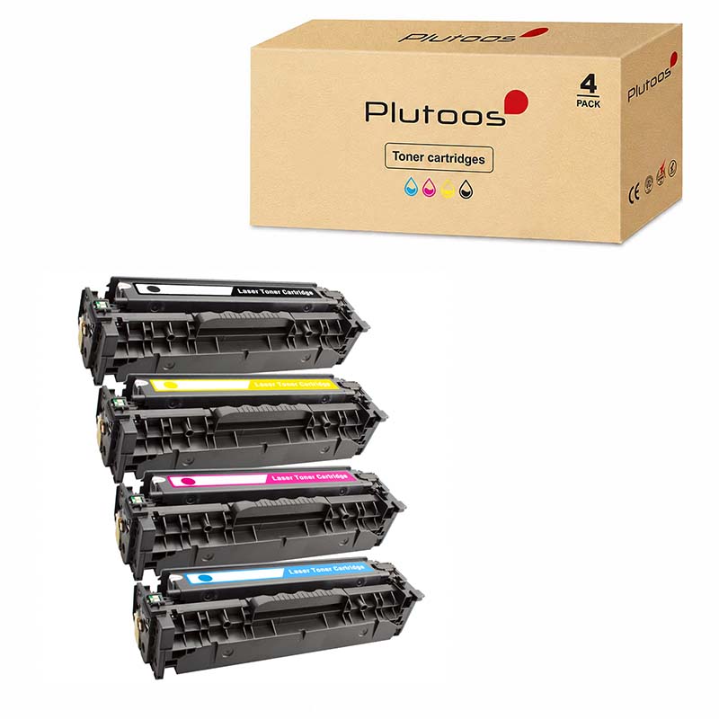 Plutoos 312X+A Toner Multipack 4er-Set Kompatibel mit HP 312 - CF380X (BK), CF381A (C), CF383A (M), CF382A (Y) gesamt 12500 Seiten