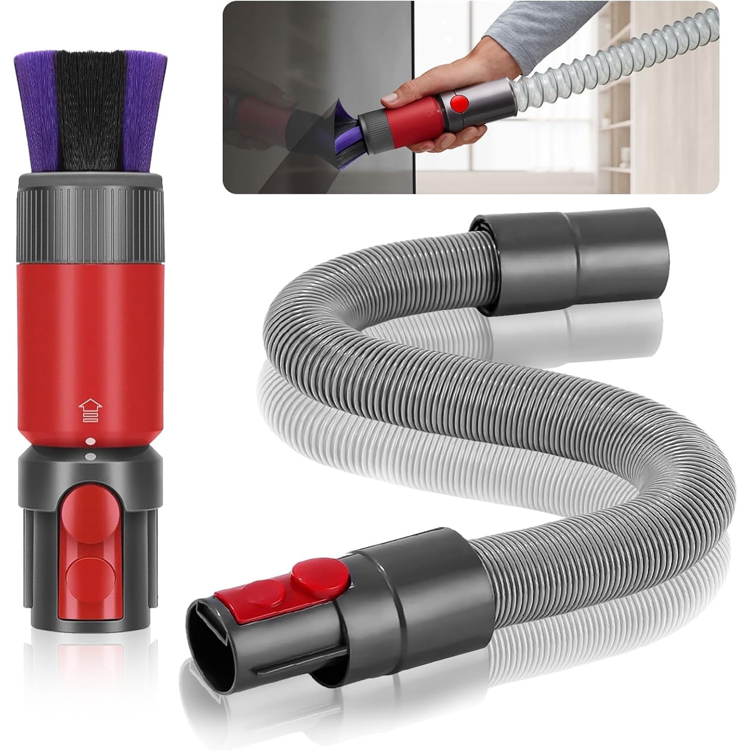 Plutoos 2-teiliges Set für Dyson V7 V8 V10 V11 V15 – rückstandsfreie Softbürste & flexibler Schlauch bis 150 cm