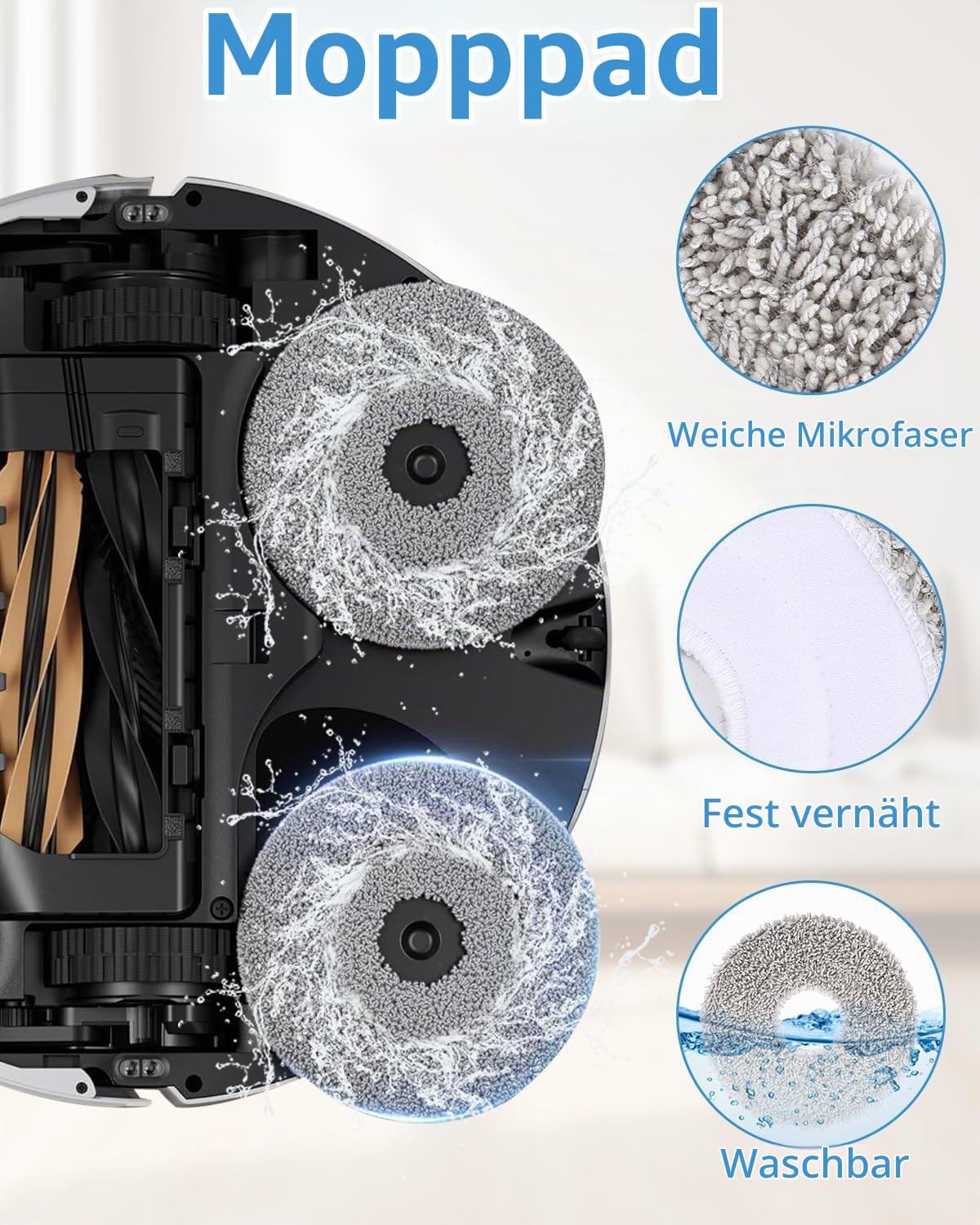 Plutoos 2 × Wischtücher für Dreame X50 Ultra Complete X50 Master L50 Pro Ultra – Mikrofaser