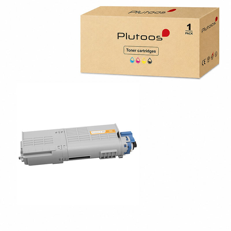 Plutoos C532 Toner Noir avec puce – Compatible avec Oki C532, Oki 46490608, 7000 pages