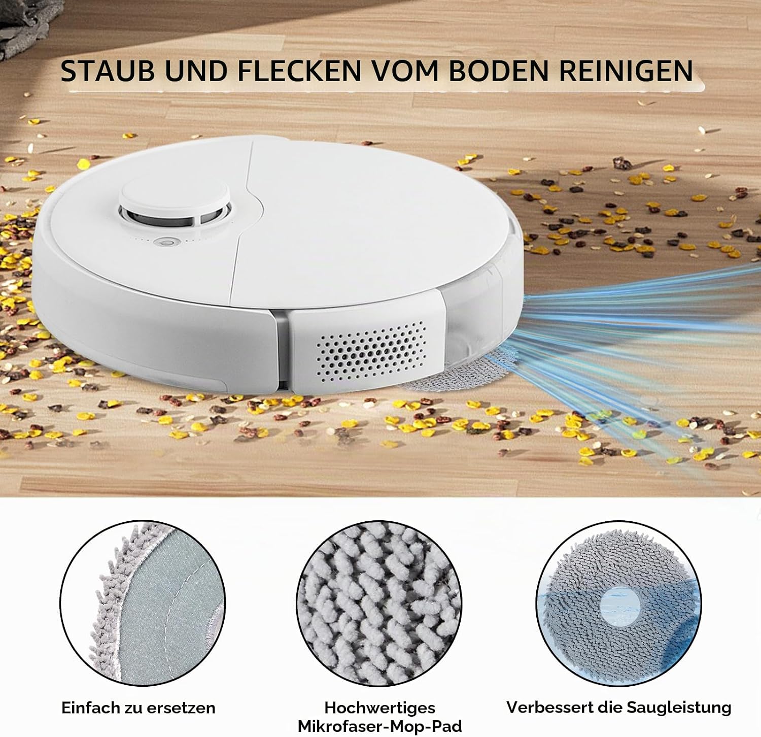 Plutoos 2 × Wischtücher für Roborock QV 35A QV 35S QR 798 QR 598 Qrevo L – Mikrofaser