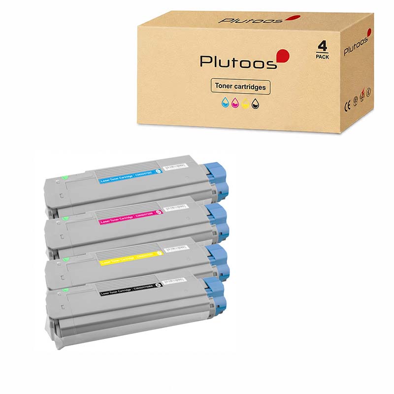 Plutoos C5650 Oki C5750 Multipack – Compatibile con Oki C5650 Oki C5750 Oki 43865708 43872307 43872306 43872305 set da 4 BK+C+M+Y 14000 pagine totale