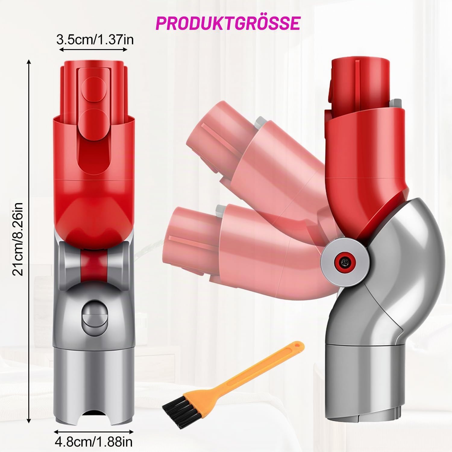 Plutoos Unterbett-Flachadapter für Dyson V10 Slim V12 Slim V12 Detect Slim – nur 20 g, inkl. Reinigungsbürste