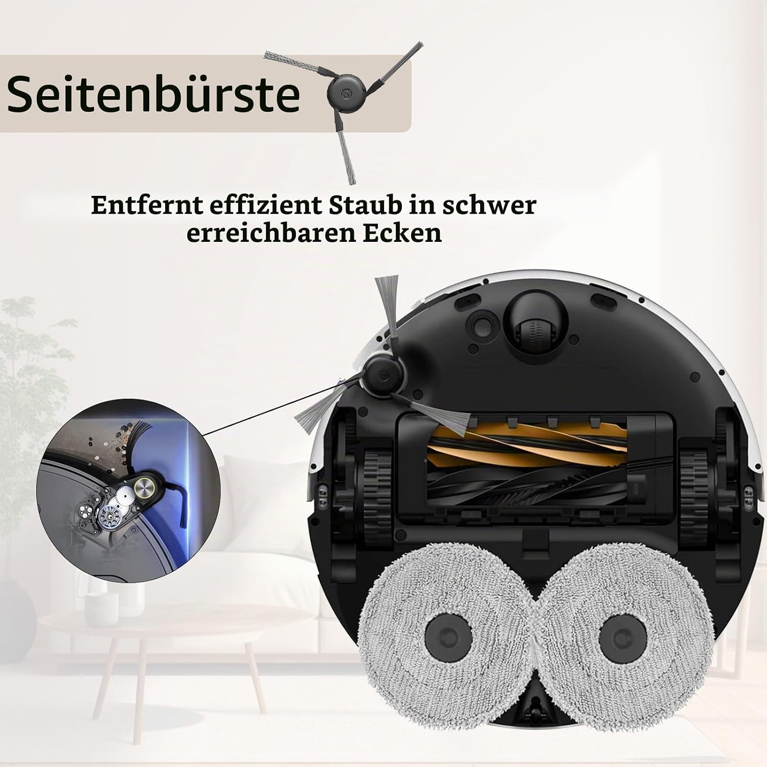 Plutoos 2 × Seitenbürsten für Dreame X50 Ultra Complete X50 Master L50 Pro Ultra – für Kanten und Ecken