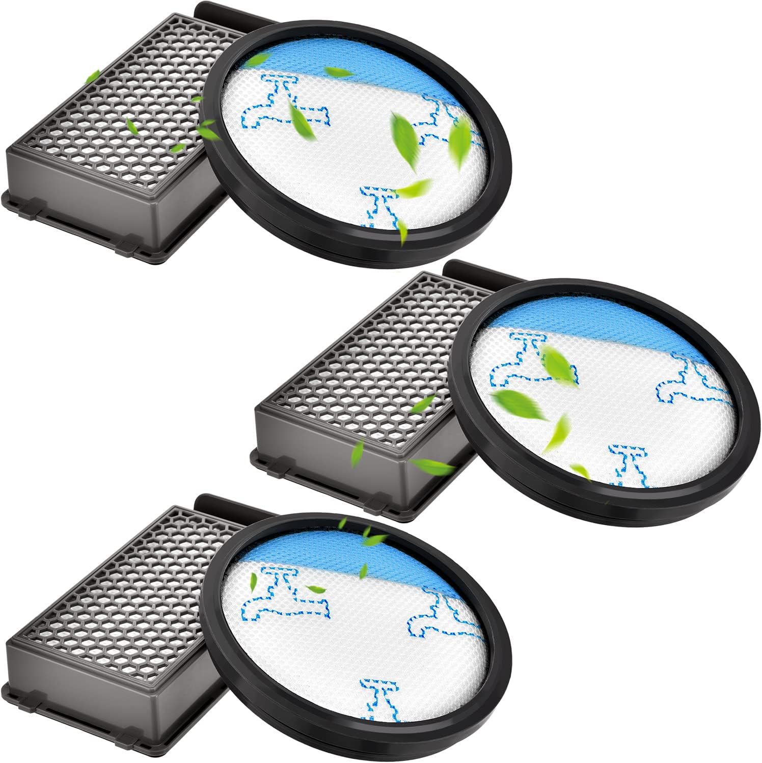 Plutoos 3 pack hepa filterset für rowenta compact power cyclonic force beutelloser staubsauger filte