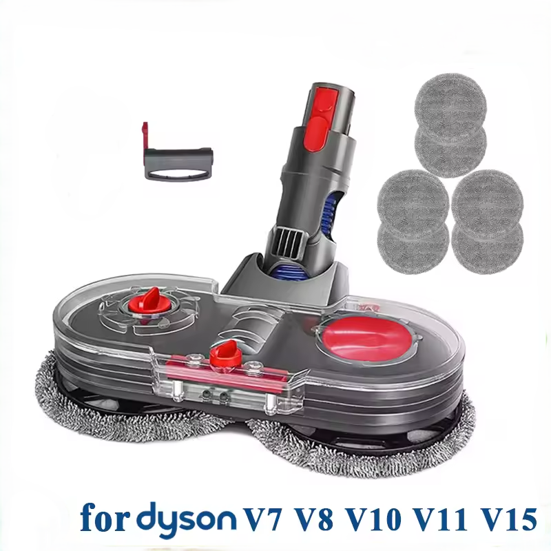 Plutoos Wischaufsatz für Dyson V7 V8 V10 V11 V15 mit 6 Wischpads und Ein-/Aus-Schalter