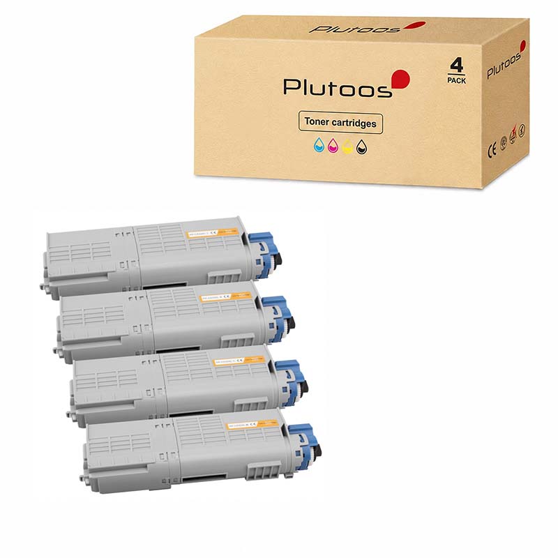 Plutoos C532 Multipack – Compatible avec Oki C532 Oki 46490608 46490607 46490606 46490605 pack de 4 BK+C+M+Y 25000 pages total