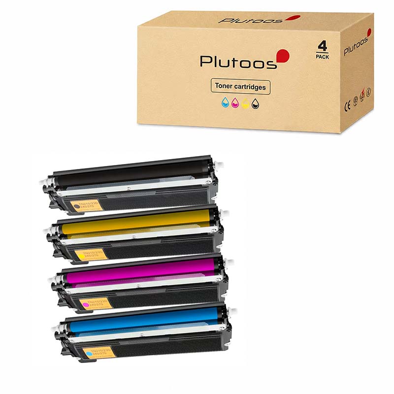 Plutoos TN-230 Toner Multipack 4-Pack BK+C+M+Y with Chip Compatible with Brother for HL-3040CN HL-3045CN HL-3070CW
