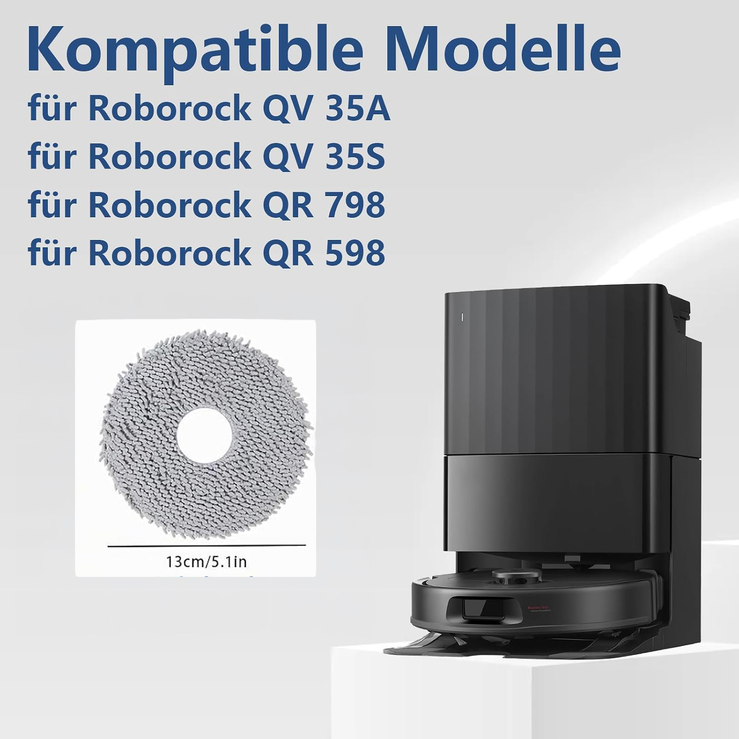 Plutoos 2 × Wischtücher für Roborock QV 35A QV 35S QR 798 QR 598 Qrevo L – Mikrofaser