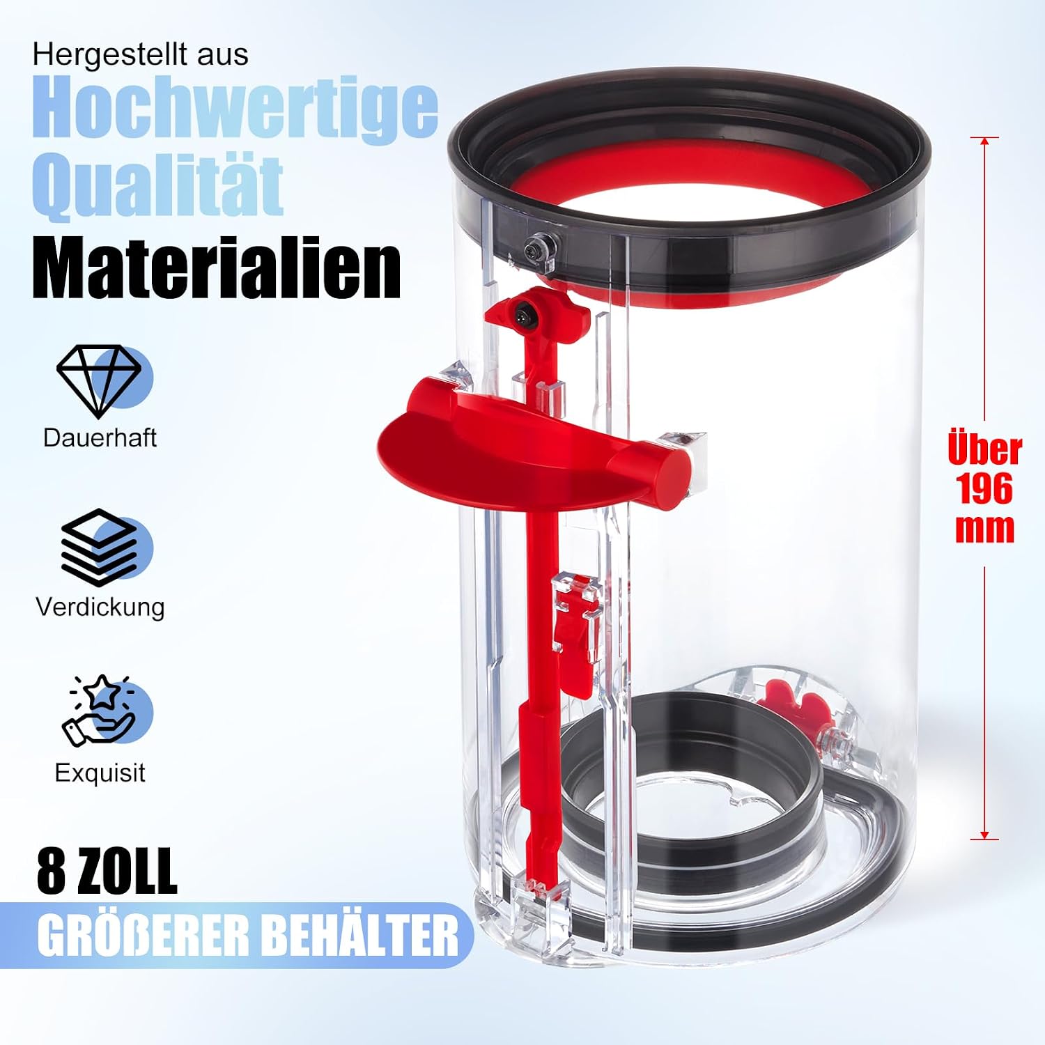 Plutoos Staubbehälter für Dyson V10 SV12 – ergonomischer Entriegelungsgriff, ersetzt 969509-01