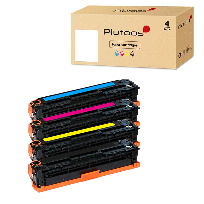 Plutoos 125A Multipack – Kompatibel mit HP 125A, HP CB540A CB541A CB543A CB542A, 4er-Set BCMY, 6400 Seiten gesamt