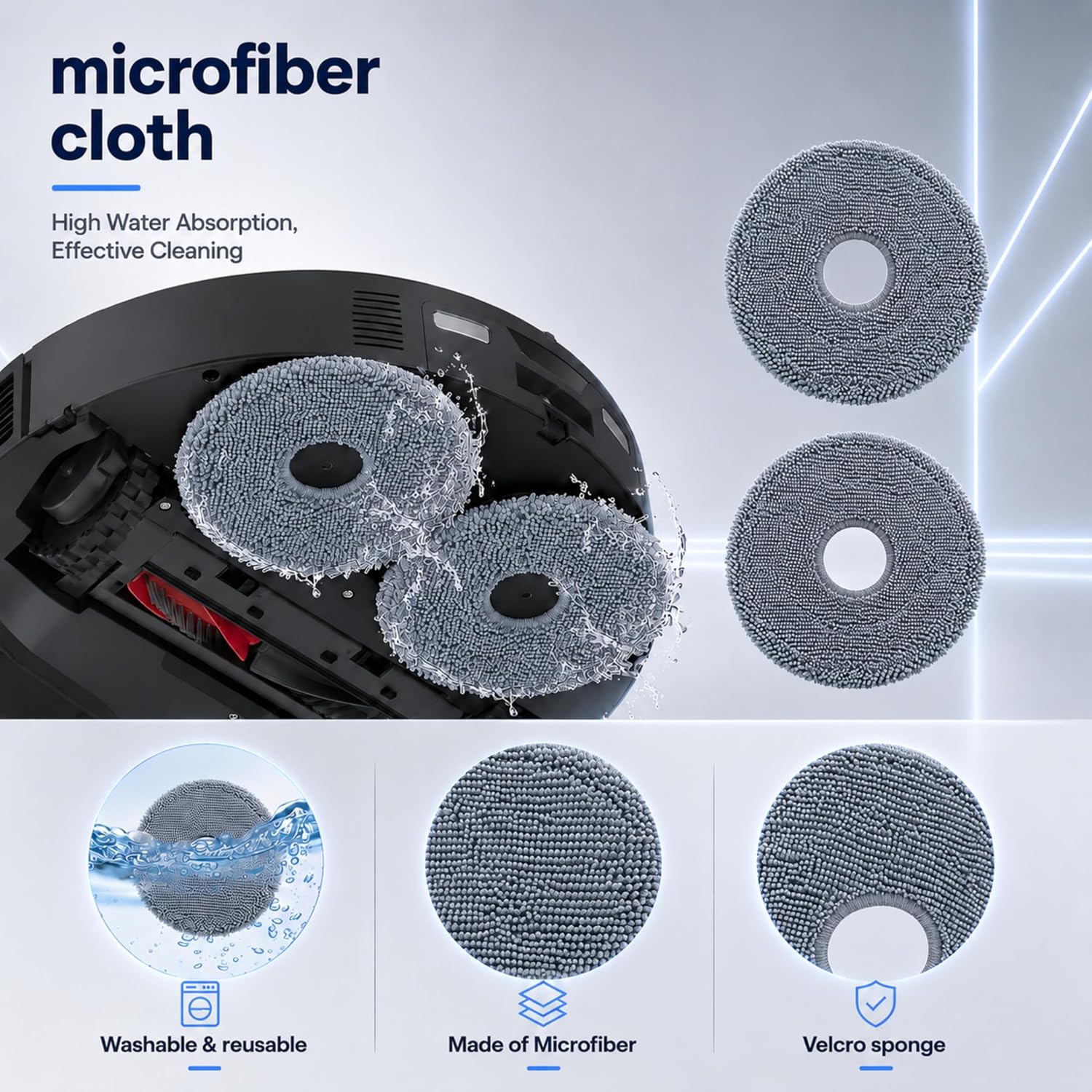 Plutoos 2 × Premium Wischpads für Roborock Saros 10R Saros 20 Qrevo Curv – Mikrofaser, extra langlebig