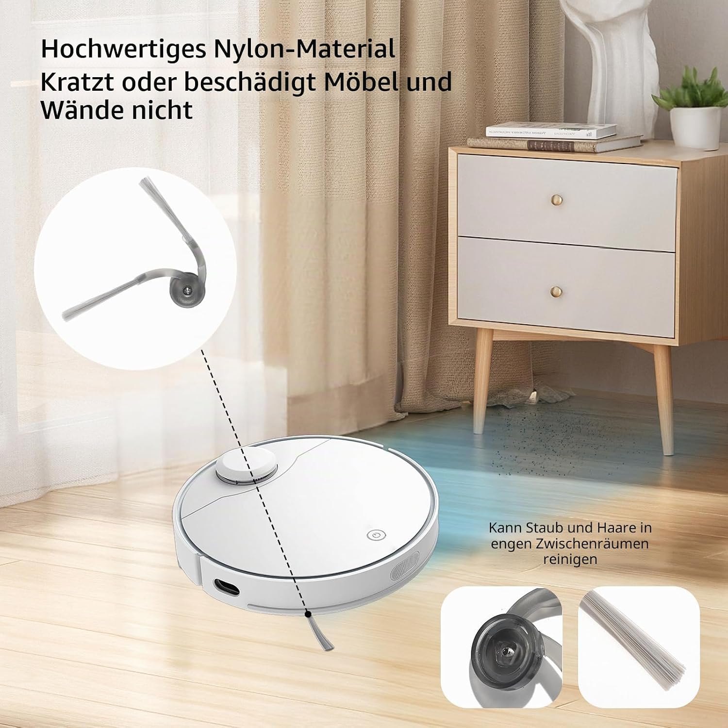 Plutoos 2 × Seitenbürsten für Roborock QV 35A QV 35S QR 798 QR 598 Qrevo L – für Kanten und Ecken