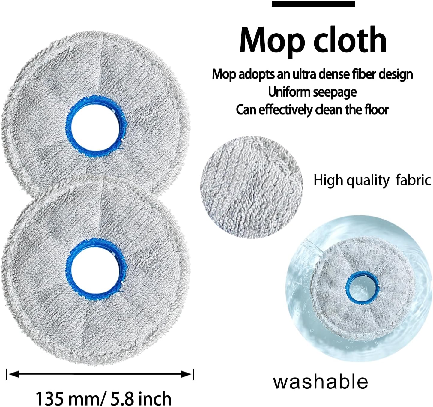 Plutoos 2 × Thermo-Wischpads für Dreame X60 Pro Ultra Complete – Mikrofaser