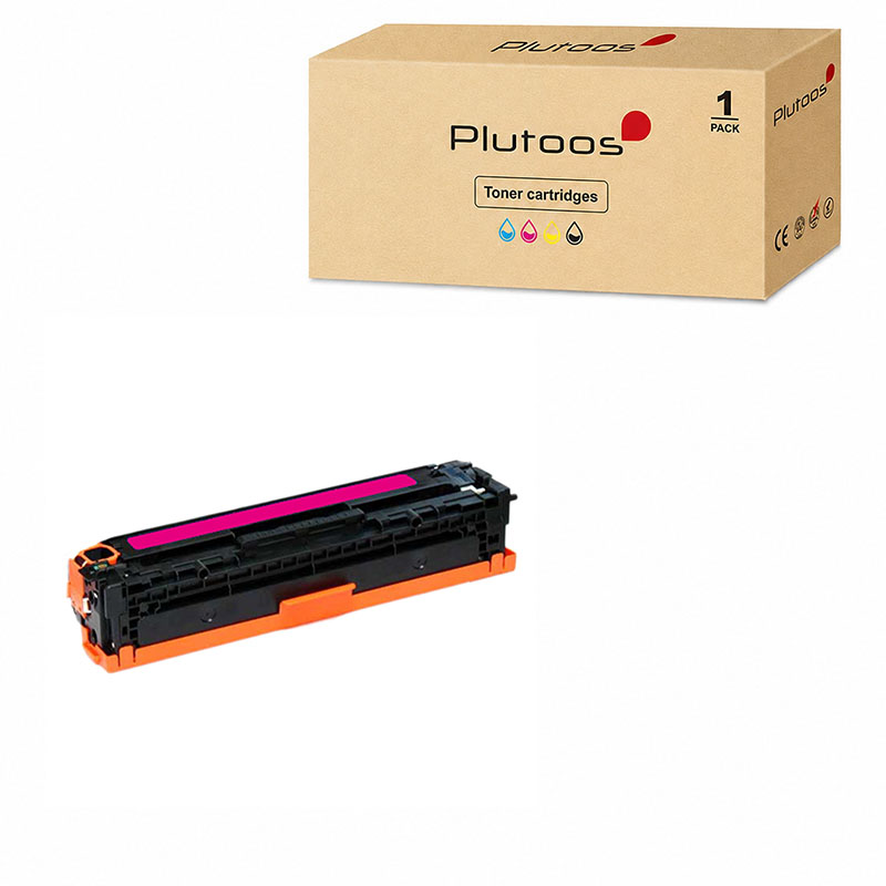 Plutoos 125A CB543A Toner Magenta mit Chip – Kompatibel mit HP CP1215 CP1515n CM1312 CM1312nfi, ca. 1’400 Seiten