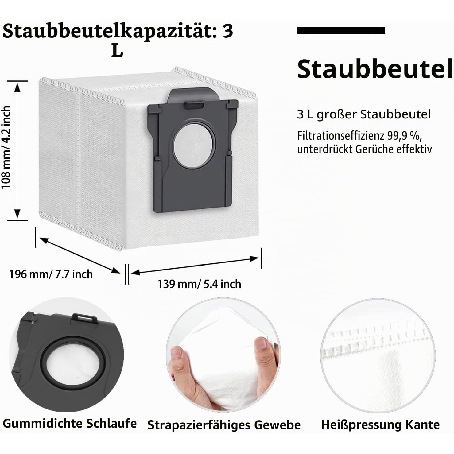 Plutoos 4 × Staubbeutel für Dreame X60 Pro Ultra Complete – mit Aktivkohle