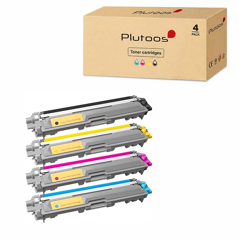 Plutoos TN-242 TN-246 Toner Multipack set da 4 BK+C+M+Y con chip Compatibile con Brother per HL-3142CW HL-3152CDW HL-3172CDW DCP-9017CDW, ca. 9’100 pagine totale