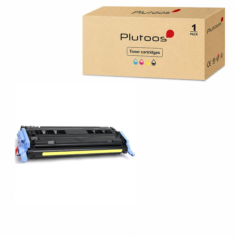Plutoos 124A Q6002A Toner Yellow with Chip – Compatible with HP 2600n 2605dn 1600 CM1015, ca. 2’000 pages