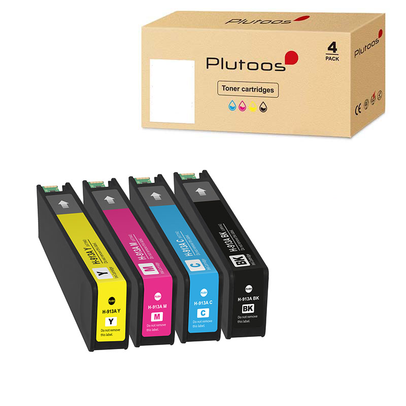 Plutoos 913A Multipack 4er-Set Kompatibel mit HP 913'913 BK 913 C 913 M 913 Y