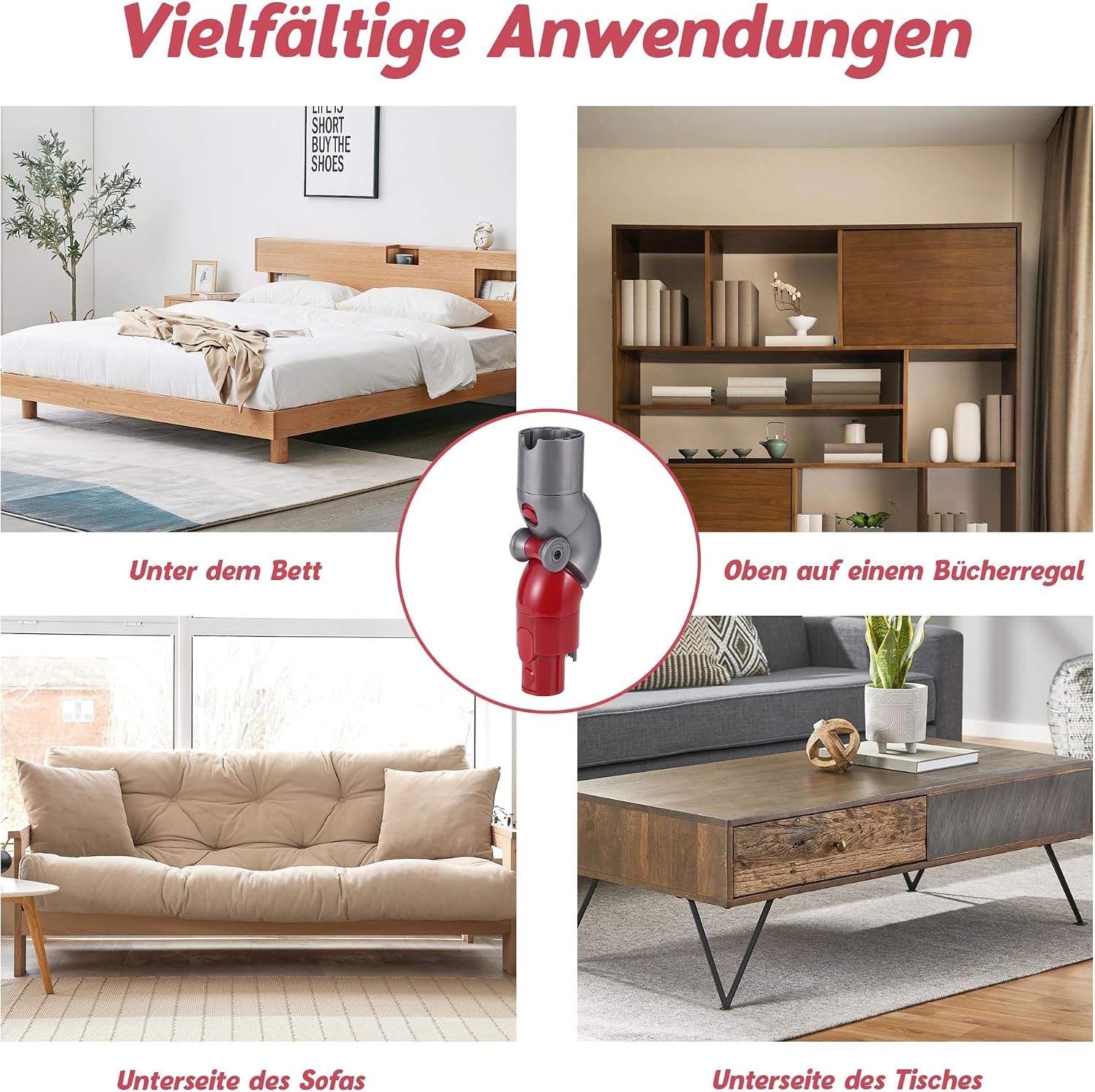 Plutoos Flex-Adapter für Dyson V7 V8 V10 V11 V15 – 180°-Knickgelenk, inkl. Reinigungsbürste, ersetzt 967762-01