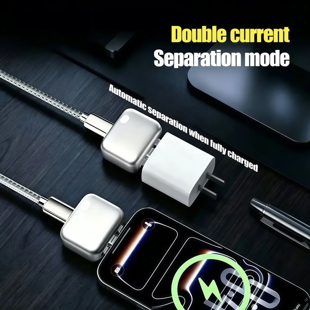 Plutoos USB-C Ladestopp-Adapter 140W – Auto-Abschaltung bei vollem Akku Akkuschutz Silbergrau
