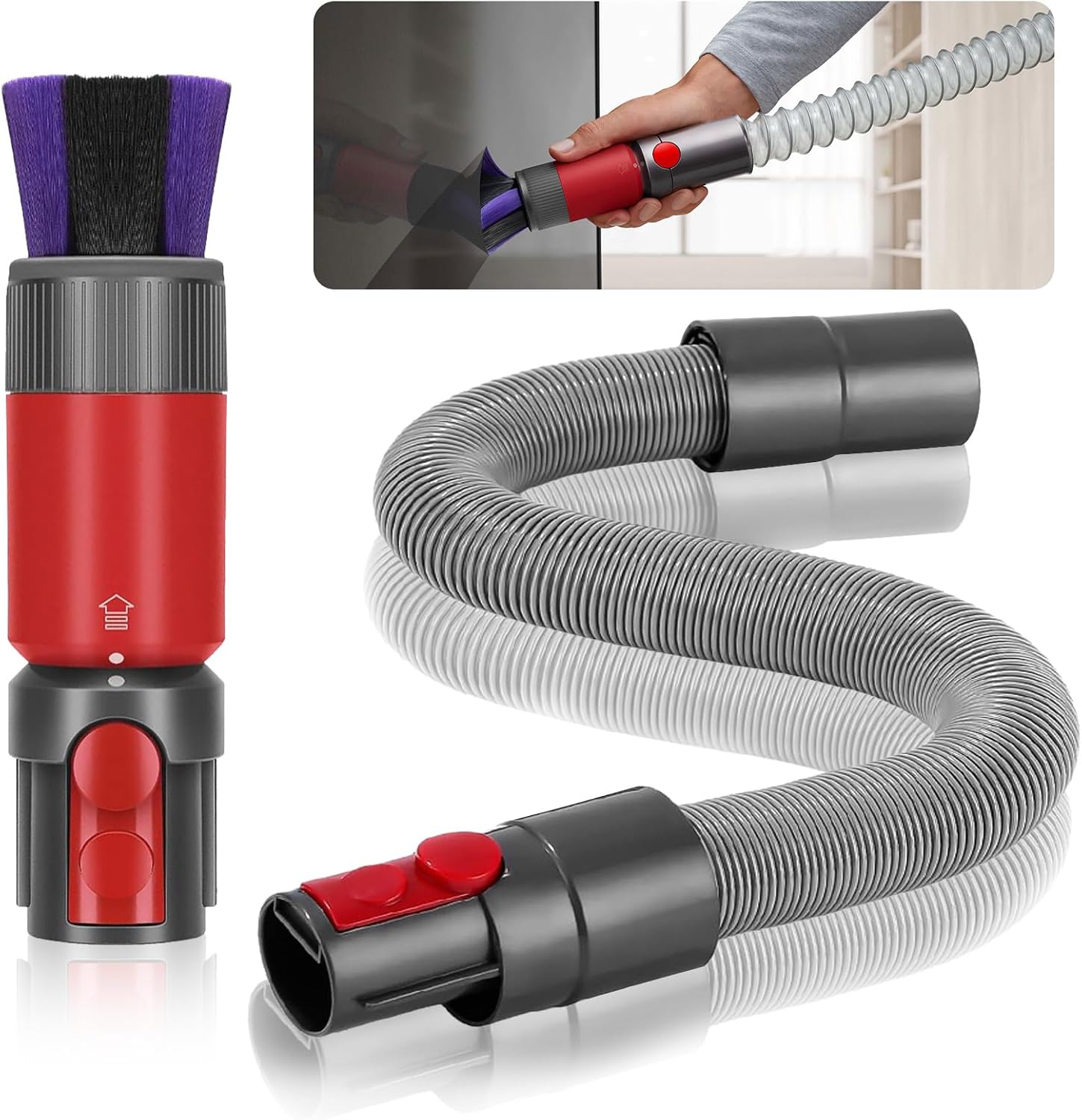 Plutoos 2-teiliges Set für Dyson V7 V8 V10 V11 V15 – rückstandsfreie Softbürste & flexibler Schlauch bis 150 cm