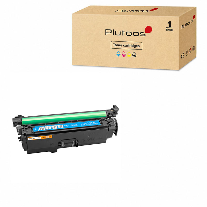 Plutoos 507A CE401A Toner Cyan with Chip – Compatible with HP M551 M575 M551dn M575f M570dw, ca. 6’000 pages