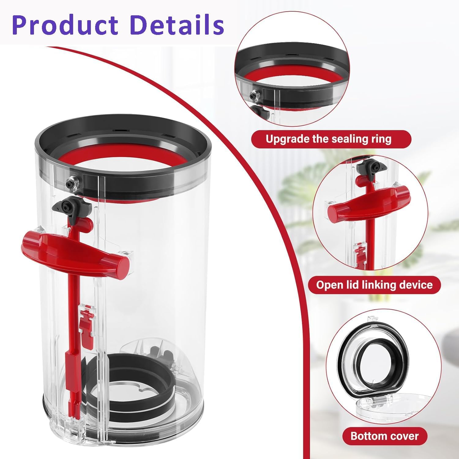 Plutoos Staubbehälter für Dyson V11 V15 SV14 SV15 SV22 – mit Dichtungsring, ersetzt 970013-02/-03