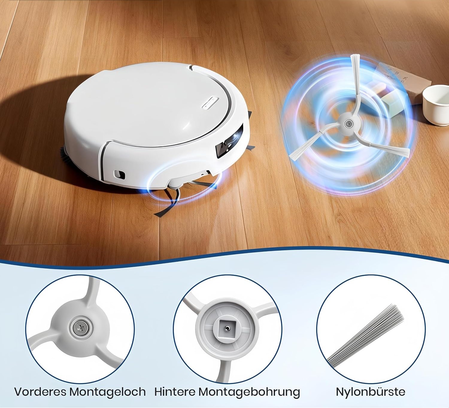 Plutoos Seitenbürsten für DJI Romo A, Romo P & Romo S – Ecken & Kanten, 1 Paar (2 Stück)