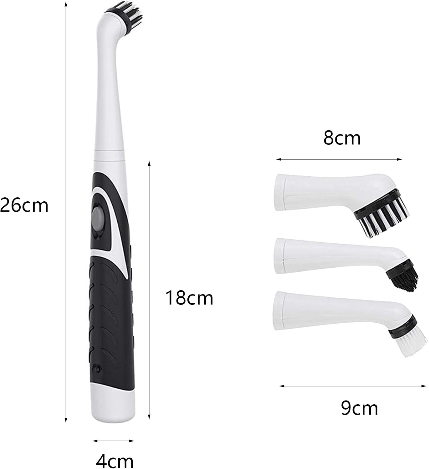 Plutoos SonicClean Lite — Sonic-Reinigungsbürste mit Oszillations-Technologie, 4 Wechselköpfe, batteriebetrieben