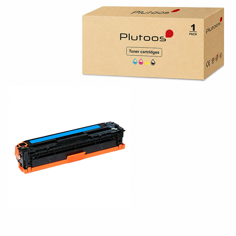 Plutoos 125A CB541A Toner Cyan mit Chip – Kompatibel mit HP CP1215 CP1515n CM1312 CM1312nfi, ca. 1’400 Seiten