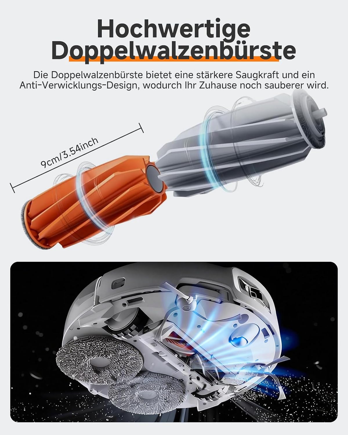 Plutoos Hauptbürste für DJI Romo A, Romo P & Romo S – Teppich & Hartboden, 1 Paar (2 Stück)