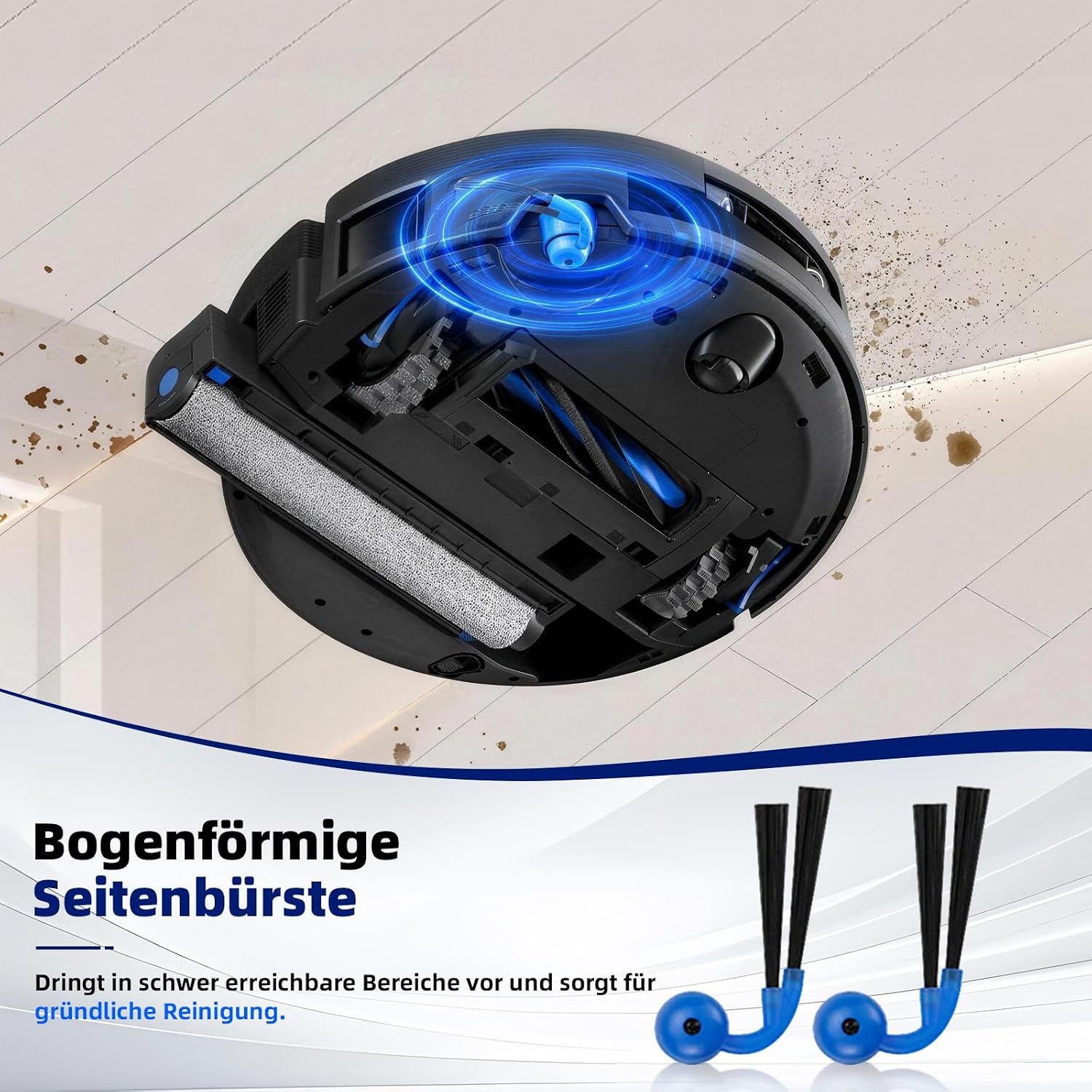 Plutoos Seitenbürsten für ECOVACS Deebot X12 OmniCyclone, X12 Pro & T90 Pro Omni – weiches Gummi, 2 Stück