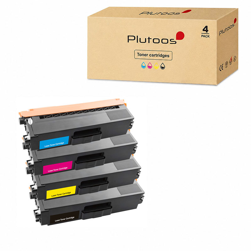 Plutoos TN-325 Toner Multipack 4er-Set BK+C+M+Y mit Chip Kompatibel mit Brother für HL-4140CN HL-4150CDN HL-4570CDW