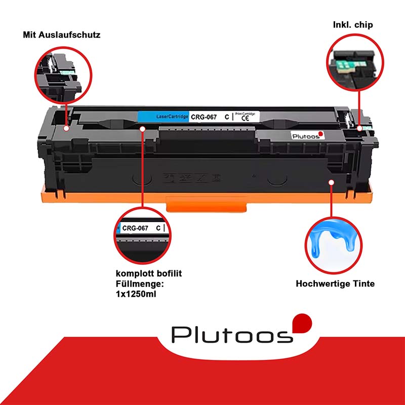 Plutoos CRG067 Cyan Toner Cartridge Kompatible mit Canon CRG067
